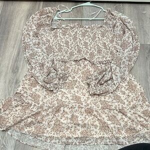 Altar'd State Arya Floral Mini Dress In Taupe